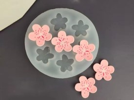 Molde silicona 7 flores cerezo chicas